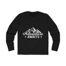 Adventure Awaits Men&#39;s Slim Fit Long Sleeve Tee with Campfire Decal - £29.54 GBP+