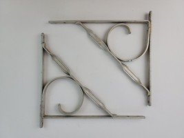 Pair Twisted Aluminum 8-1/2&quot; L brackets sign hangers plant hanger single hole - £12.54 GBP