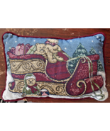 Vintage Tapestry &quot;Bears on a Sleigh&quot; Pillow - £5.32 GBP