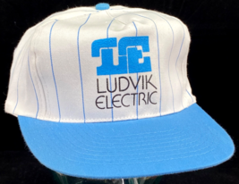 Vtg LUDVIK ELECTRIC Hat-White, Blue-Pinstripe-Snapback-Mohr's-Ball Cap - $18.00