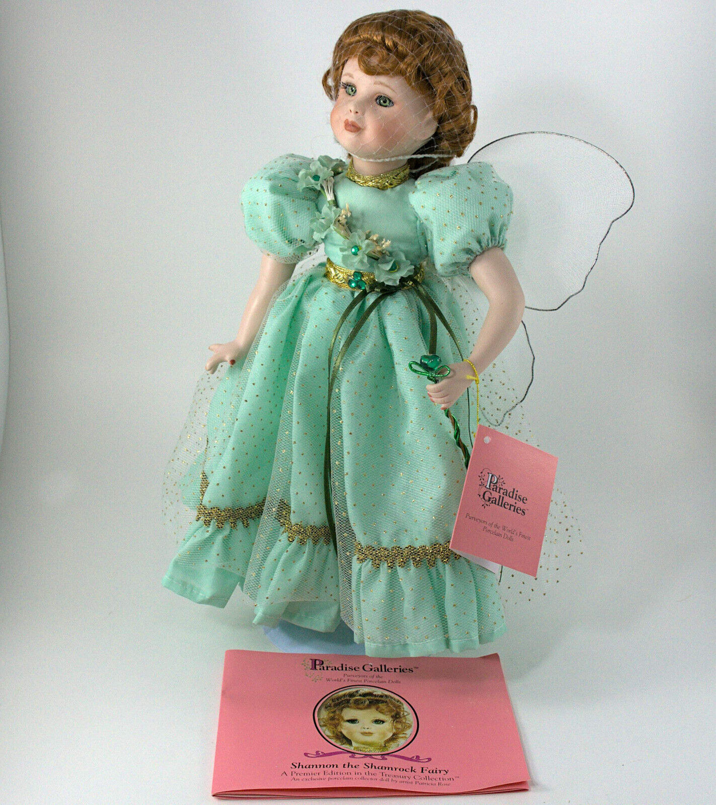 Shannon the Shamrock Fairy  Porcelain Doll Outfit Papers Box Paradise Galleries - $24.99
