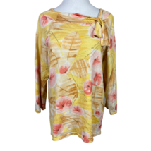 Pendleton Sweater Top Womens L Silk Blend Floral Boatneck Tie 3/4 Sleeve Ribbed - £19.92 GBP