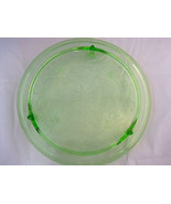 Jeannett Depression Glass Cake Plate Green Sunflower Pattern Footed - £22.71 GBP