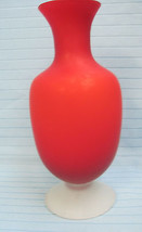 Vase Hand Blown Red Cased Glass White Interior Red Outside Flared Top - £26.84 GBP