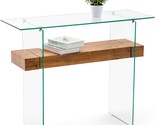 Ivinta Narrow Glass Console Table With Storage Contemporary Sofa Table G... - $246.98