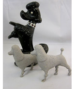 Poodle Dog Figurine Metal Pencil Holder &amp; 2 Little Plastic Toys Mixed Ma... - £25.85 GBP