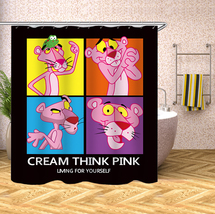 Pink Panther Print Waterproof Shower Curtain Polyester Bathroom Decor Curtain70&quot; - £13.28 GBP+