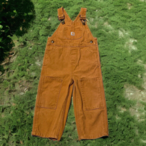 Carhartt 2T Duck Brown Double Knee Denim Overalls Bib Cotton Classic Boys Girls - £15.62 GBP