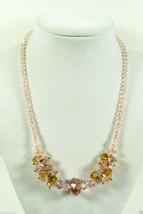 YOU AND i Crystal Cluster Arrangement Pink Clear collar Necklace Pretty Fashion - £20.17 GBP