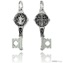 Sterling silver saint benedict medal key medal 27mm wide thumb200
