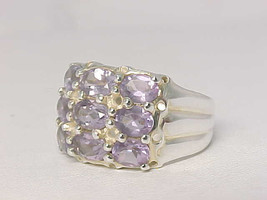 9 Stone AMETHYST Gemstone Vintage RING in Sterling Silver -Size 8 -FREE ... - £83.91 GBP