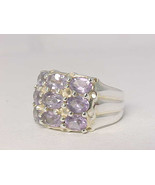 9 Stone AMETHYST Gemstone Vintage RING in Sterling Silver -Size 8 -FREE ... - $105.00