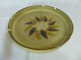 Vintage Ashtray Retro Large Tan Brown Leaf Pattern 128 USA SOW - £10.63 GBP