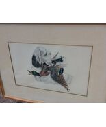 JEAN HERBLET Vintage Signed Original Watercolor "Spaniel &amp; Fowl" Matted ... - $289.58