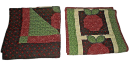 Quilt Table Runner Apples Country Wall Hanging Handmade Burgundy Green Quilted - £43.86 GBP