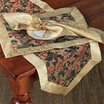 Saro Lifestyle Christmas 72x16&quot; Table Runner Gold Holly Leaf Semi Sheer ... - £38.21 GBP
