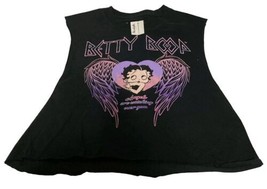 Betty Boop Medium Crop Top Angels Black Sleeveless Angels Are Watching Over You - £8.25 GBP