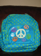 Backpack Lime Green and Turquoise Theme Peace New - $59.99