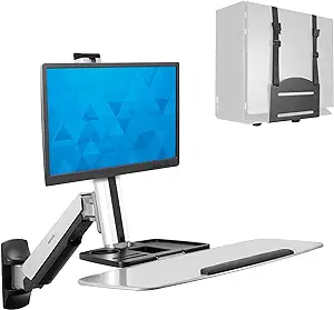 Sit Stand Wall Mount Workstation | Adjustable Height Stand Up Computer S... - $333.99