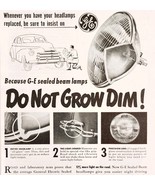 1947 General Electric Lamps Headlights Advertisement Automobilia Vintage... - $367.32 MXN