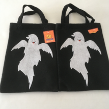 Halloween trick or treat bags black felt with white ghost - $19.75