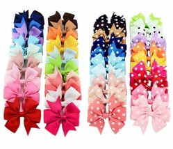 3&quot; 20Pcs Baby Girls Ribbon Boutique Hair Bows Clip For Teens Girls Toddlers - £7.46 GBP+