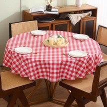 Round Vinyl Tablecloth With Flannel Backing Waterproof Oil Proof Pvc Table Cl Ho - £36.00 GBP