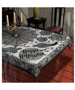 Halloween Ghost Webs Jack&#39;O Lanterns Bats 60&quot; X 84&quot; Lace Tablecloth NEW - £9.56 GBP