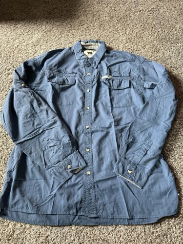 Dakota Grizzly Men Long-Sleeve Button Shirt Blue Nylon Vented Fishing Ou... - $16.82