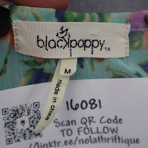 Black Poppy Shirt Womens M Blue Floral Sleeveless Scoop Neck Racer Back Tank Top - £20.32 GBP