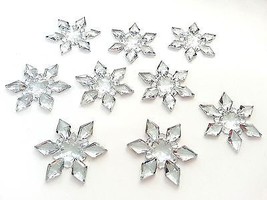 25PC Clear Acrylc Rhinestone Snowflake Diamante Wedding Stick/Sew Toppers 36mm - £5.79 GBP