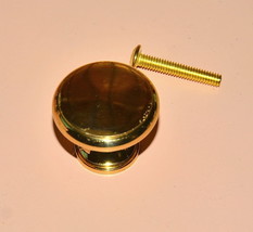 vintage small gold metal round knob handle cabinet pull - $1.97