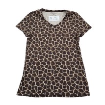 Croft Barrow Shirt Womens XS Brown Animal Print V Neck Short Sleeve Top - £16.99 GBP