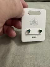 Disney Parks Mickey Mouse Faux Emerald  May Birthstone Earrings Silver Color image 8