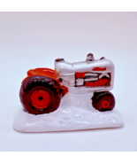 Red Tractor Christmas Village Accessory Farm Miniature Train Set Scene D... - $8.25