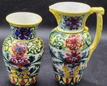 Tuscan Pottery Jugs Handmade Hand Painted Spanish Fine Art - Matched Set... - $144.79