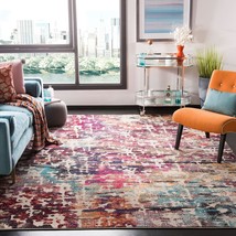 SAFAVIEH Madison Collection Area Rug - 8' x 10', Red & Light Blue, Modern Abstra - $281.99