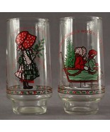Vintage Coca Cola LE Christmas Glasses Holly Hobbie Lot 2 American Greet... - £16.44 GBP