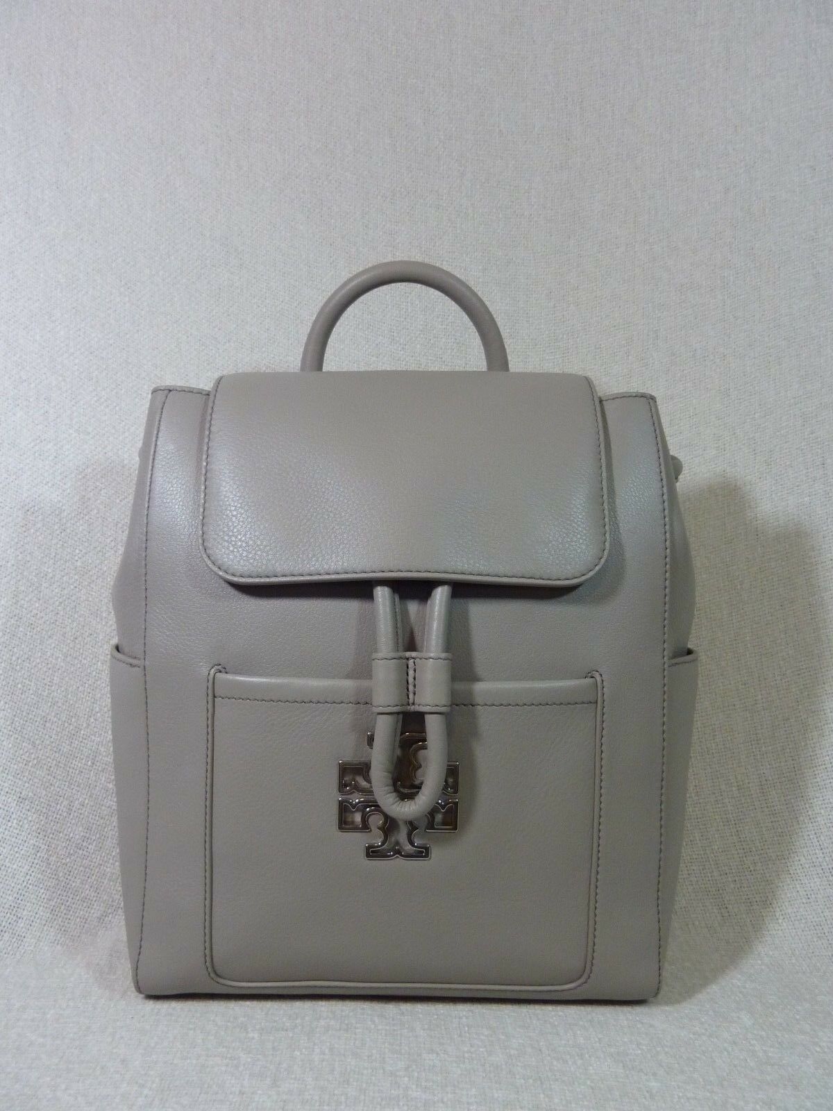 NWT Tory Burch French Gray Leather Britten Backpack + Wallet  $720 Item image 2