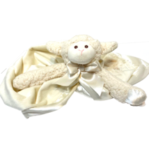 Bearington Baby Collection Lamb Lovey Security Blanket Cream Satin Stuffed Toy - £8.68 GBP