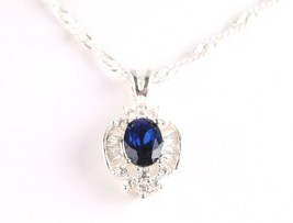 Charter Club Silver-Tone Sapphire Crystal Pendant Necklace &amp; Earring Set New Box - £12.01 GBP