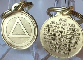 Circle Triangle AA Key Chain 1&quot; Bronze Alcoholics Anonymous Key Tag Charm - £2.76 GBP