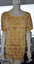 Womens Shirt Jr Girls Mudd Yellow Floral Oversized Banded Short Sleeve Top-sz M - £7.12 GBP