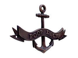 [Pack Of 2] Antique Copper Poop Deck Anchor With Ribbon Sign 8&quot;&quot; - £49.99 GBP