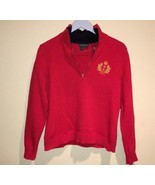 Lauren Ralph Lauren Red 1/4 Zip Sweater Gold Anchor Embroidery Women&#39;s M - $413.96 MXN