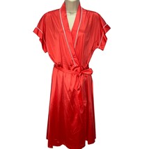 Vintage JCPenney Short Sleeve Nylon Robe Coral Pink Eyelet Size M Belt P... - $24.70