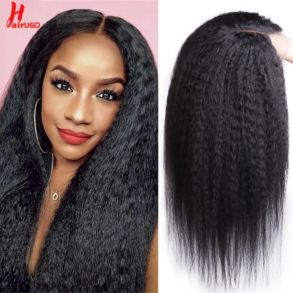 HairUGo 13*1 T Part Kinky Straight Human Hair Wigs Remy Lace Part Wigs For Wom - £67.64 GBP+