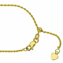 14k Solid Real Yellow Gold 1.05 mm Rope Chain Necklace -Adjustable up 22&quot; - £256.80 GBP