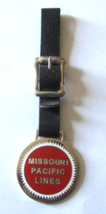 ENAMEL &amp; CAST  MISSOURI PACIFIC LINES WATCH FOB WITH STRAP - $13.50