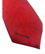 Oscar de la Renta Tie Vintage Designer Spell Out Red Tiny Black Dot Prin... - $597.42 MXN